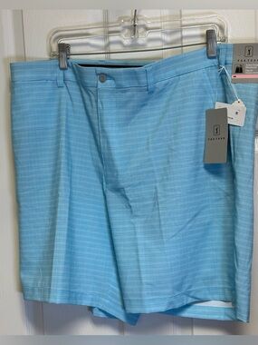 PGA TOUR Aqua Plaid Golf Shorts Performance Stretch • NWT